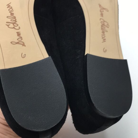 Sam Edelman Rini Black Suede Point Toe Silver Studded Key Hole Ballet Flats Sz 6 - Picture 14 of 16